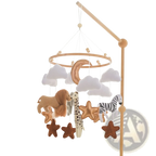 Safari Animal Wooden Crib Mobile with Felt Clouds