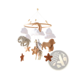 Safari Animal Wooden Crib Mobile with Felt Clouds
