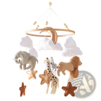 Safari Animal Wooden Crib Mobile with Felt Clouds