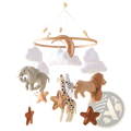 Safari Animal Wooden Crib Mobile with Felt Clouds