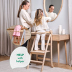 Toddler Tower: Foldable Step Stool for Toddlers - Beige