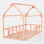 Twin Size Montessori House Bed for Kids with Fence